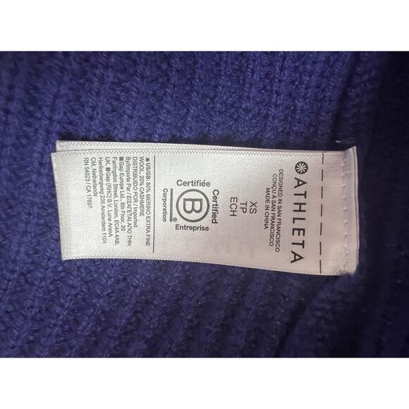Athleta Azalea Merino Wool Cobalt Cashmere Chunky Knit Sweater Size XS NWT $249 - Picture 7 of 7